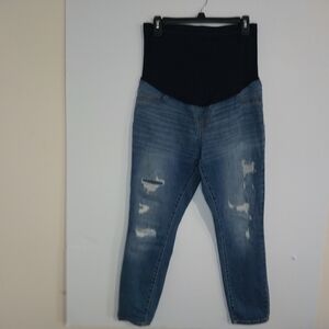 Maternity Women's Blue Jeans Liz Lange .Size  Lange High Rise Distressed